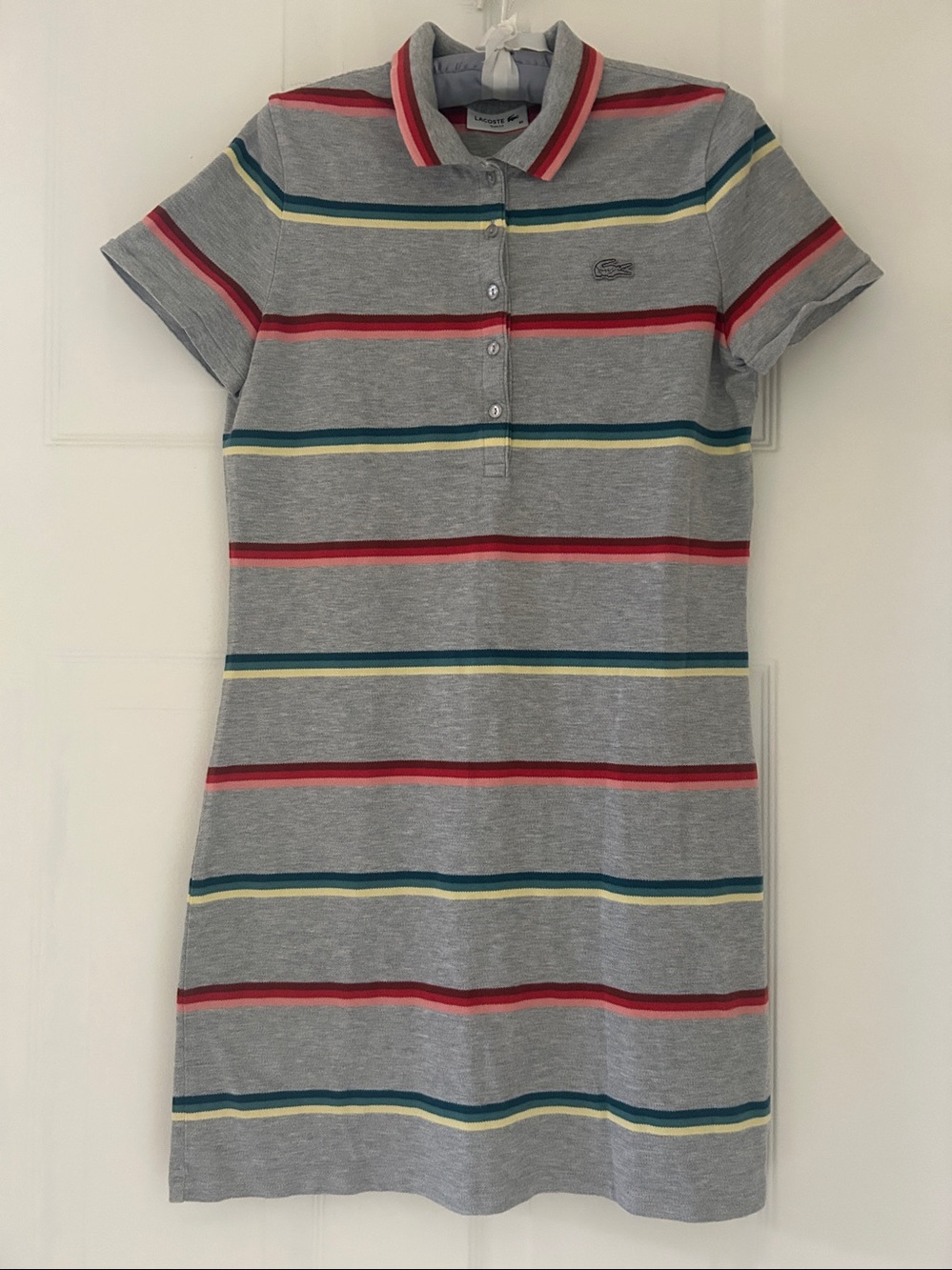 Lacoste Pique Women Slim Stripped Polo Dress Sz (40)  6-8